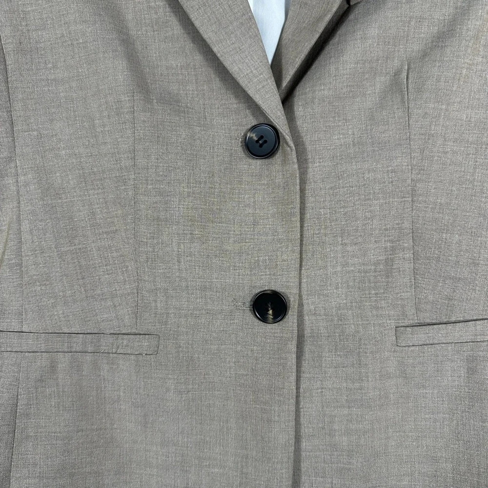 H&M Blazer Jacket Womens XS Taupe Brown Two Button Tailored Professional